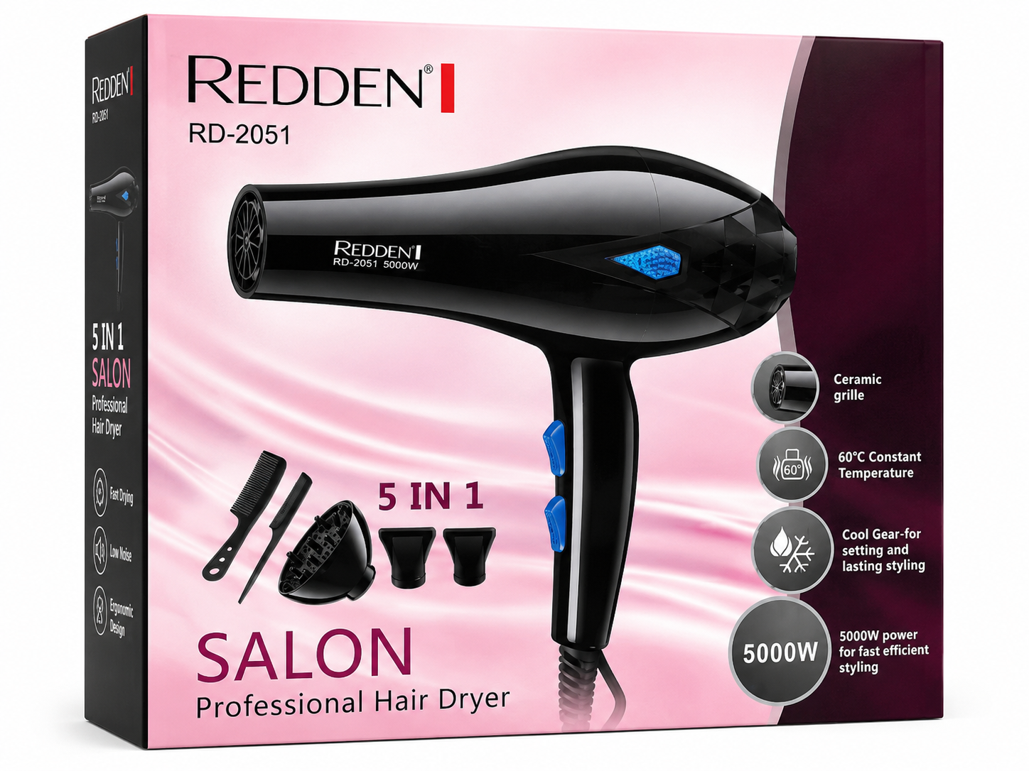 REDDEN RD-2051 5-in-1 Professional Salon Hair Dryer – 5000W