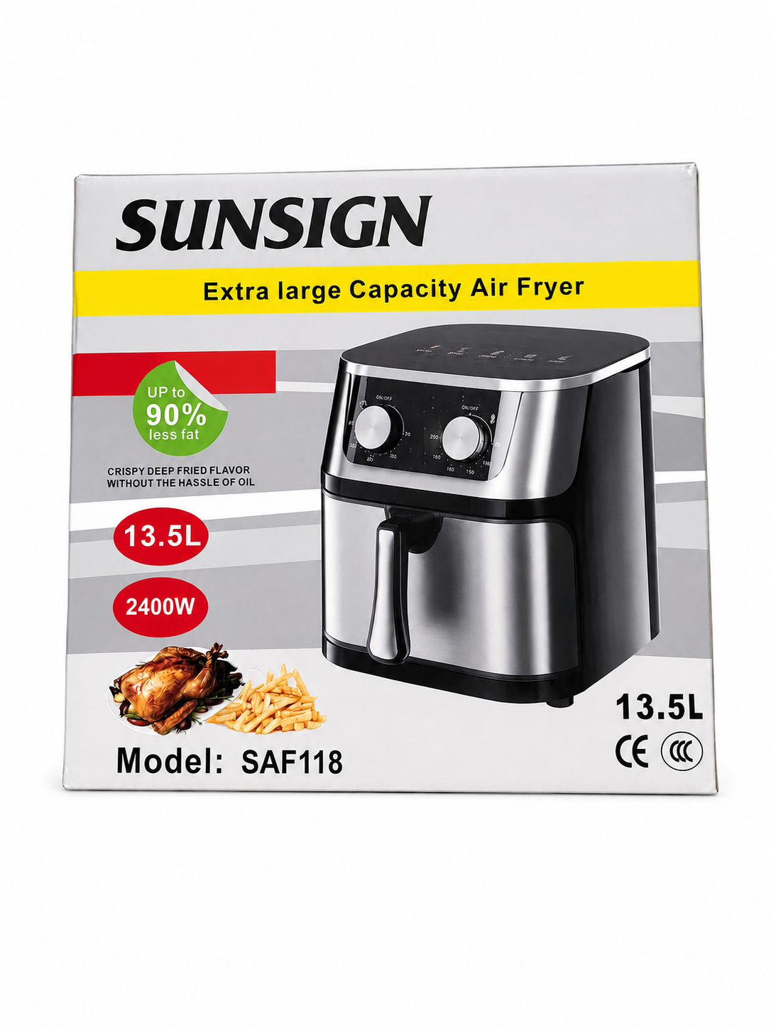 SUNSIGN 13.5L Extra Large Air Fryer – 2400W