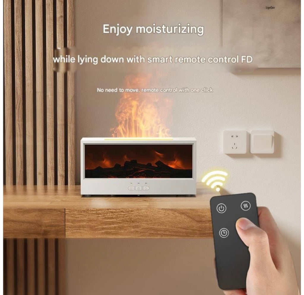 Home 3D Simulated Fireplace Flame Aroma Diffuser - Remote Control - Black