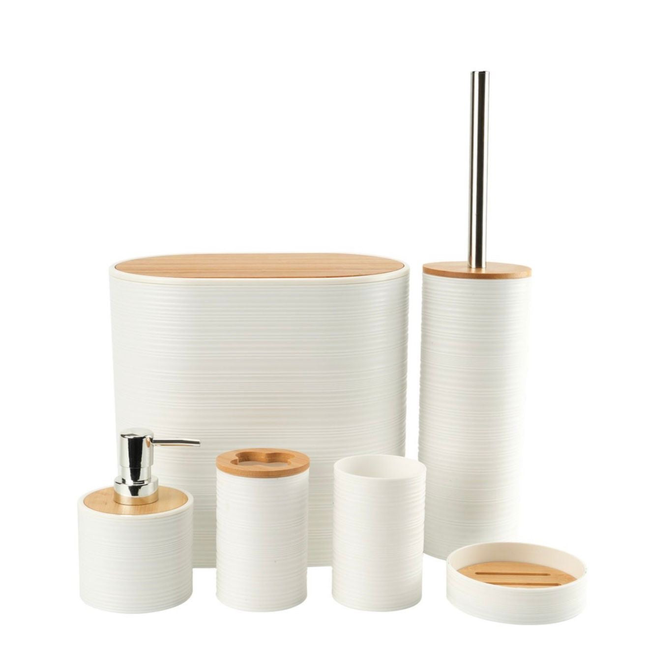 6-Piece Bathroom Set with Bamboo Lids