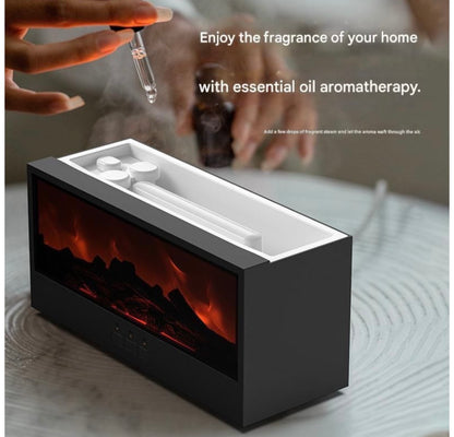 Home 3D Simulated Fireplace Flame Aroma Diffuser - Remote Control - Black
