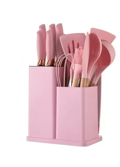 18 Piece Modern BPA Silicone Tip Kitchen Utensil Set With Stand