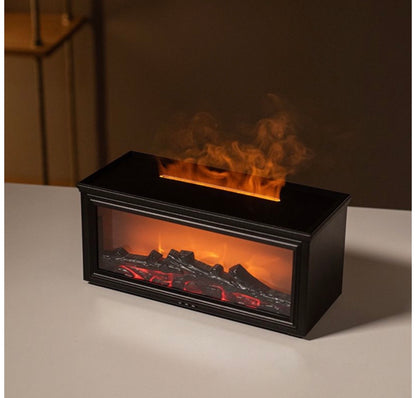 Home 3D Simulated Fireplace Flame Aroma Diffuser - Remote Control - Black