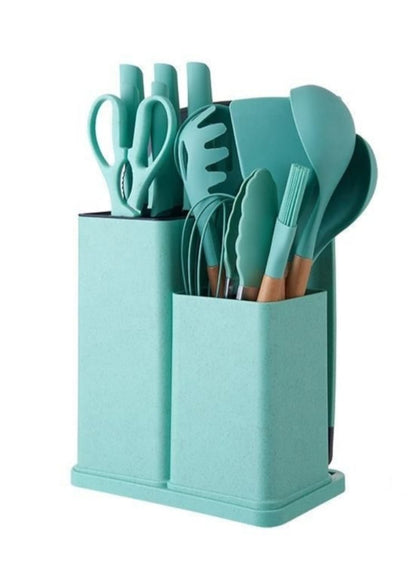 18 Piece Modern BPA Silicone Tip Kitchen Utensil Set With Stand