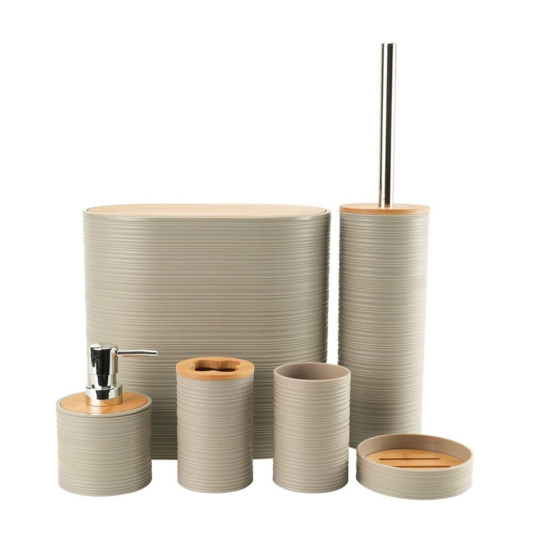 6-Piece Bathroom Set with Bamboo Lids