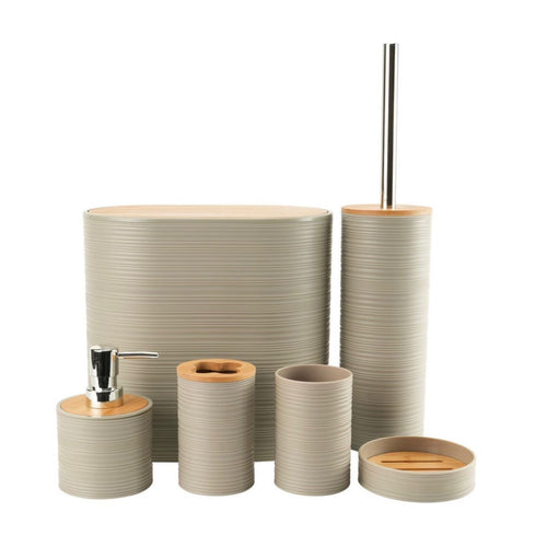 6-Piece Bathroom Set with Bamboo Lids