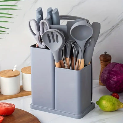 18 Piece Modern BPA Silicone Tip Kitchen Utensil Set With Stand