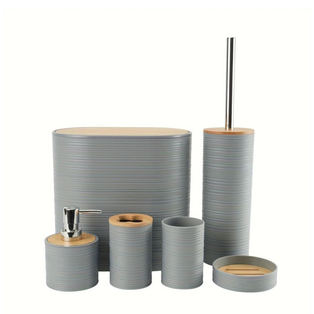 6-Piece Bathroom Set with Bamboo Lids