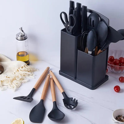 18 Piece Modern BPA Silicone Tip Kitchen Utensil Set With Stand