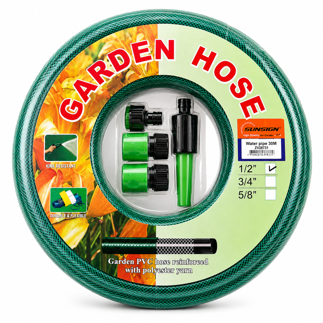 30m Garden Hose Set with Connectors