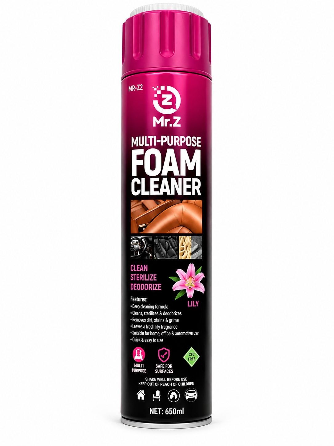 Mr.Z Multi-Purpose Foam Cleaner – Lily Fragrance (650ml)