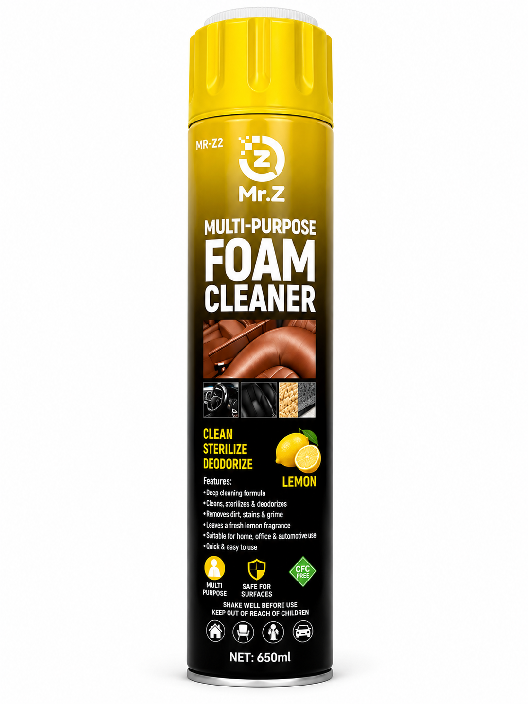 Mr.Z Multi-Purpose Foam Cleaner
Fragrance: Lemon
Net: 650ml