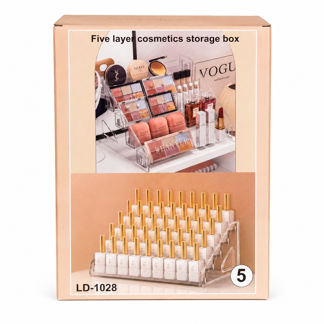 Five layer cosmetics storage box