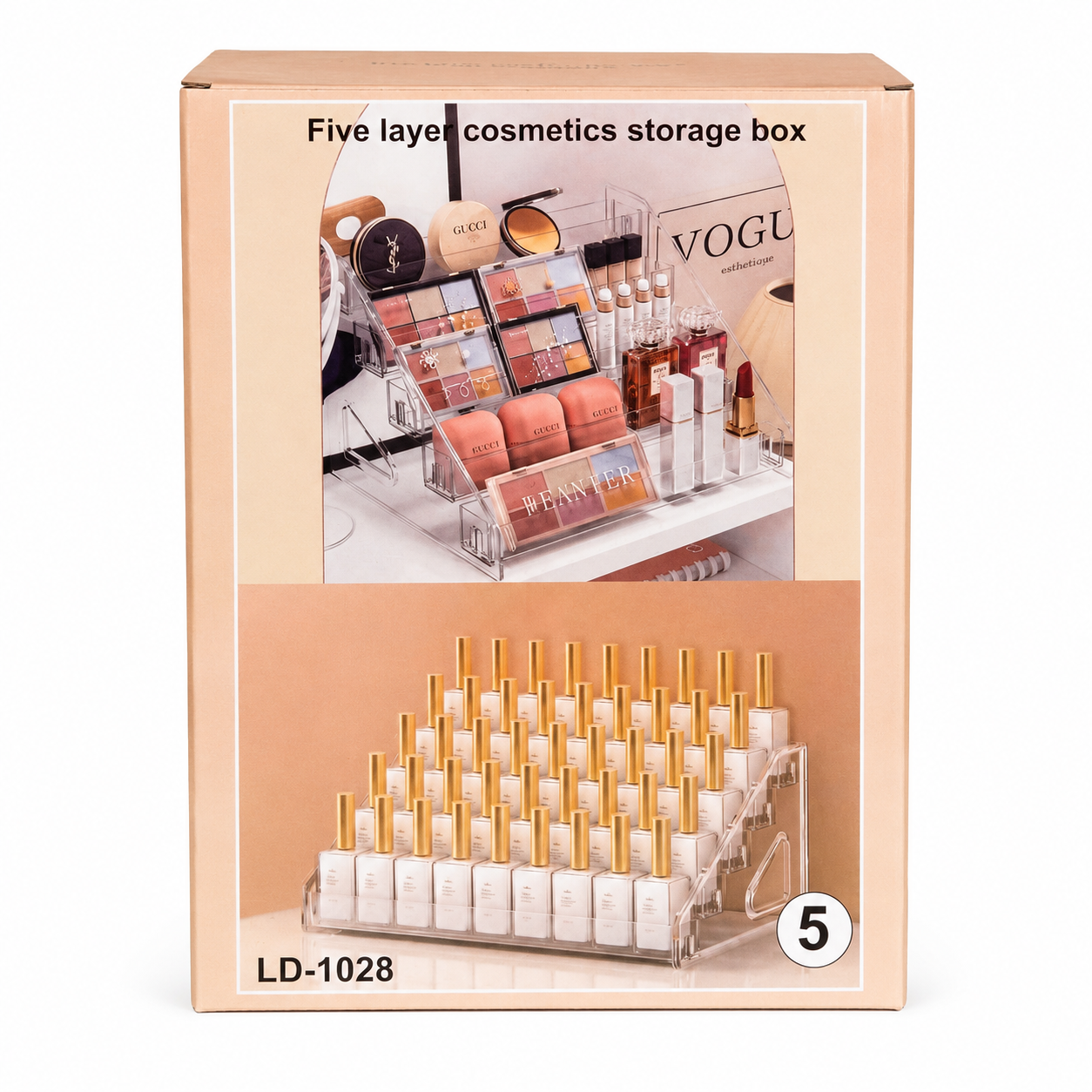 Five layer cosmetics storage box
