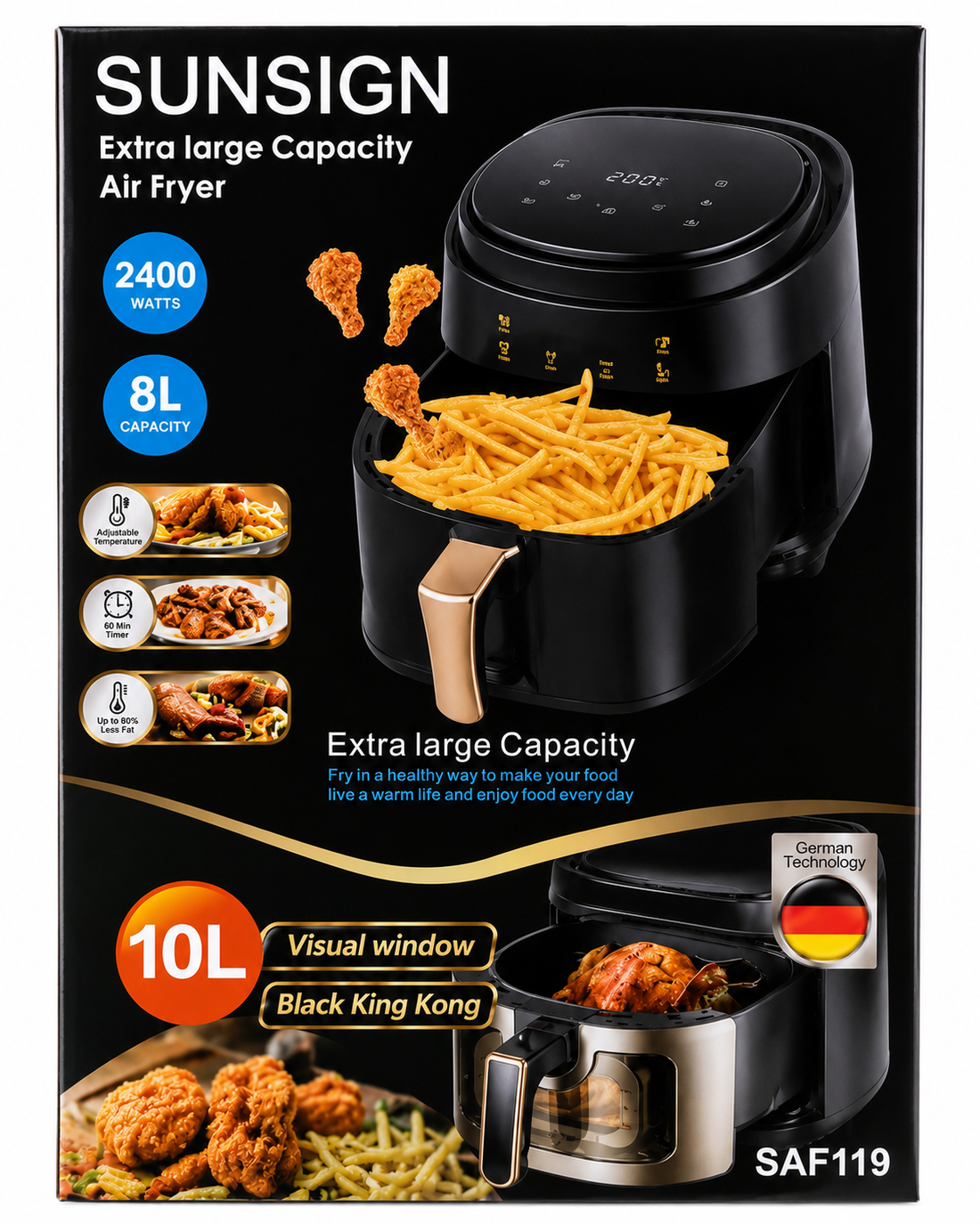 SUNSIGN 10L Air Fryer with Viewing Window
