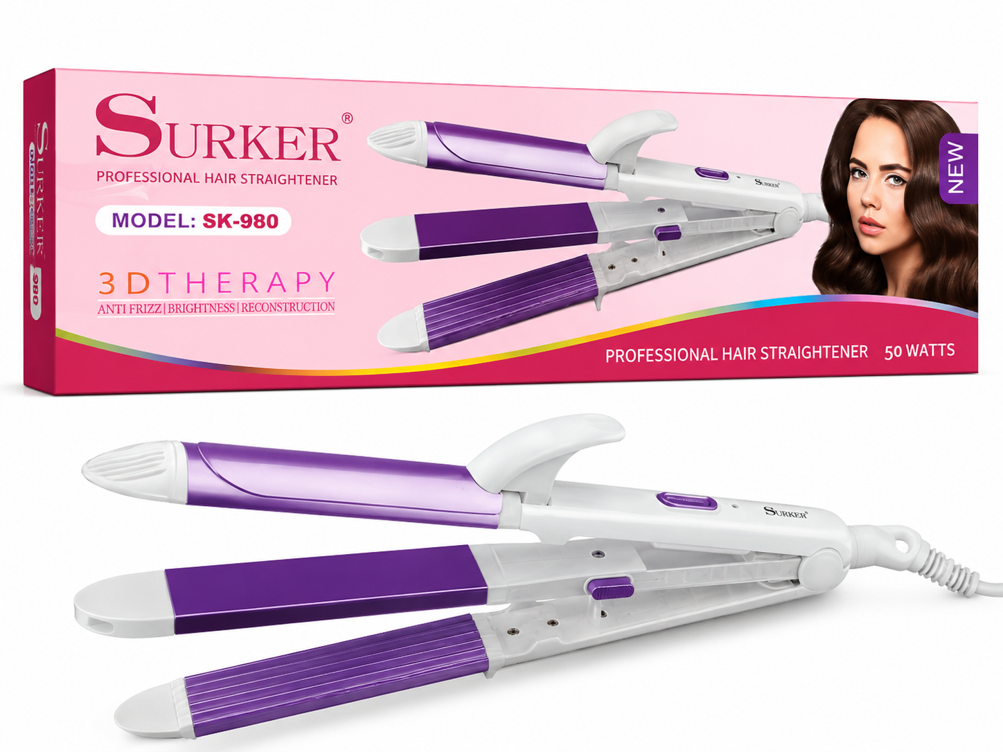 SURKER SK-980 3D Therapy Professional Hair Straightener – 50W