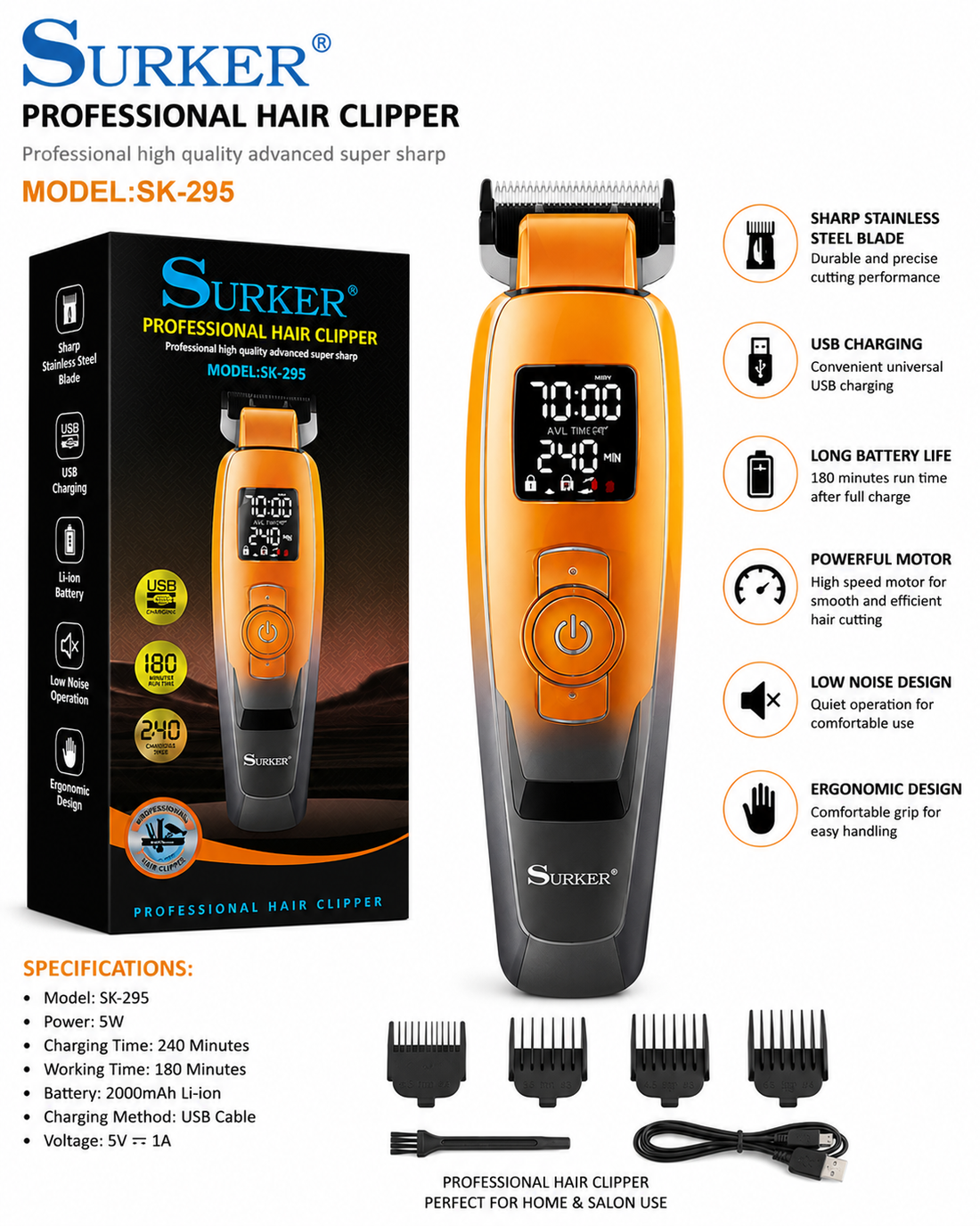 SURKER SK-295 Professional Hair Clipper