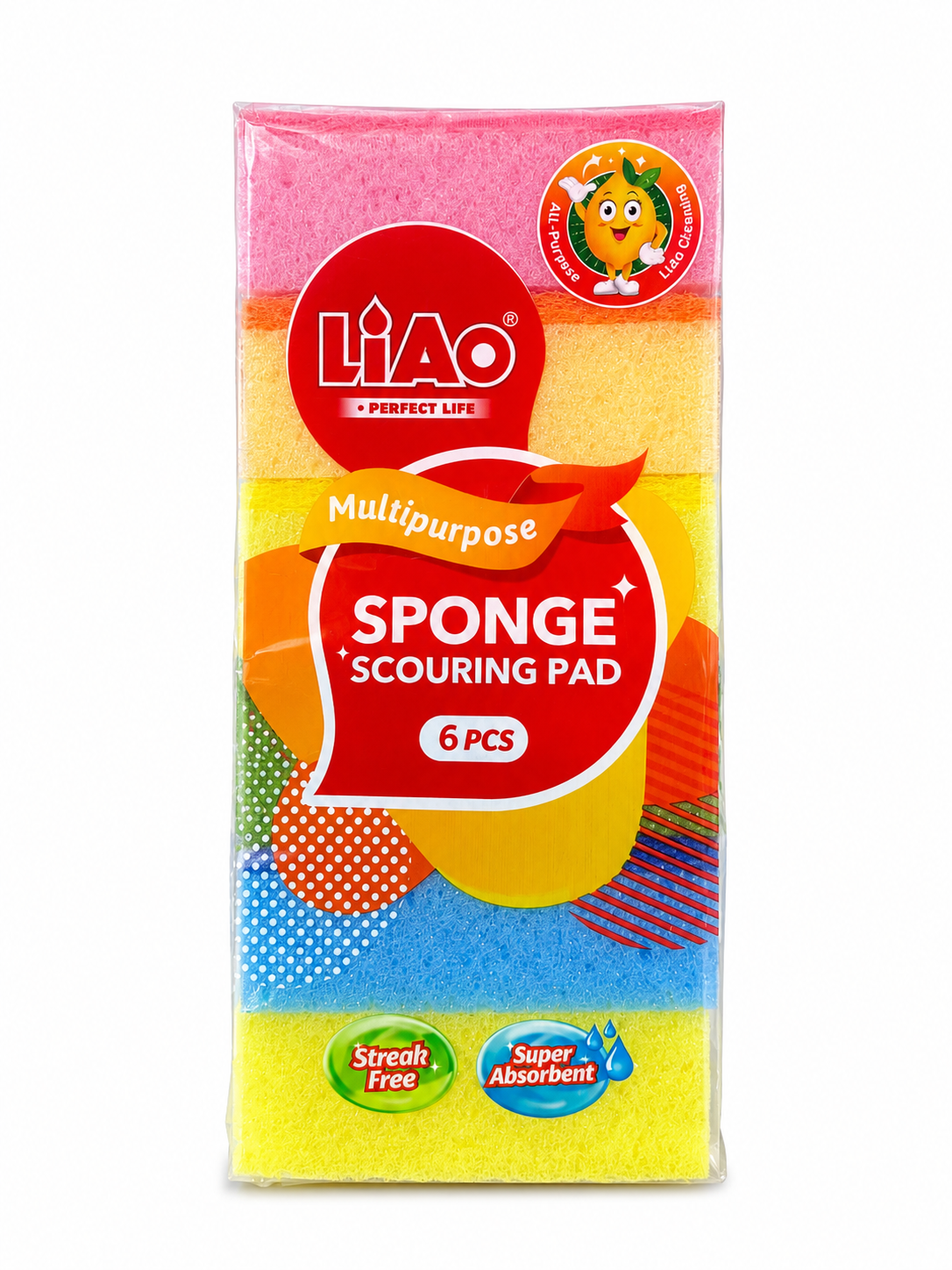 LiAO Multipurpose Sponge Scouring Pad – 6 Pack