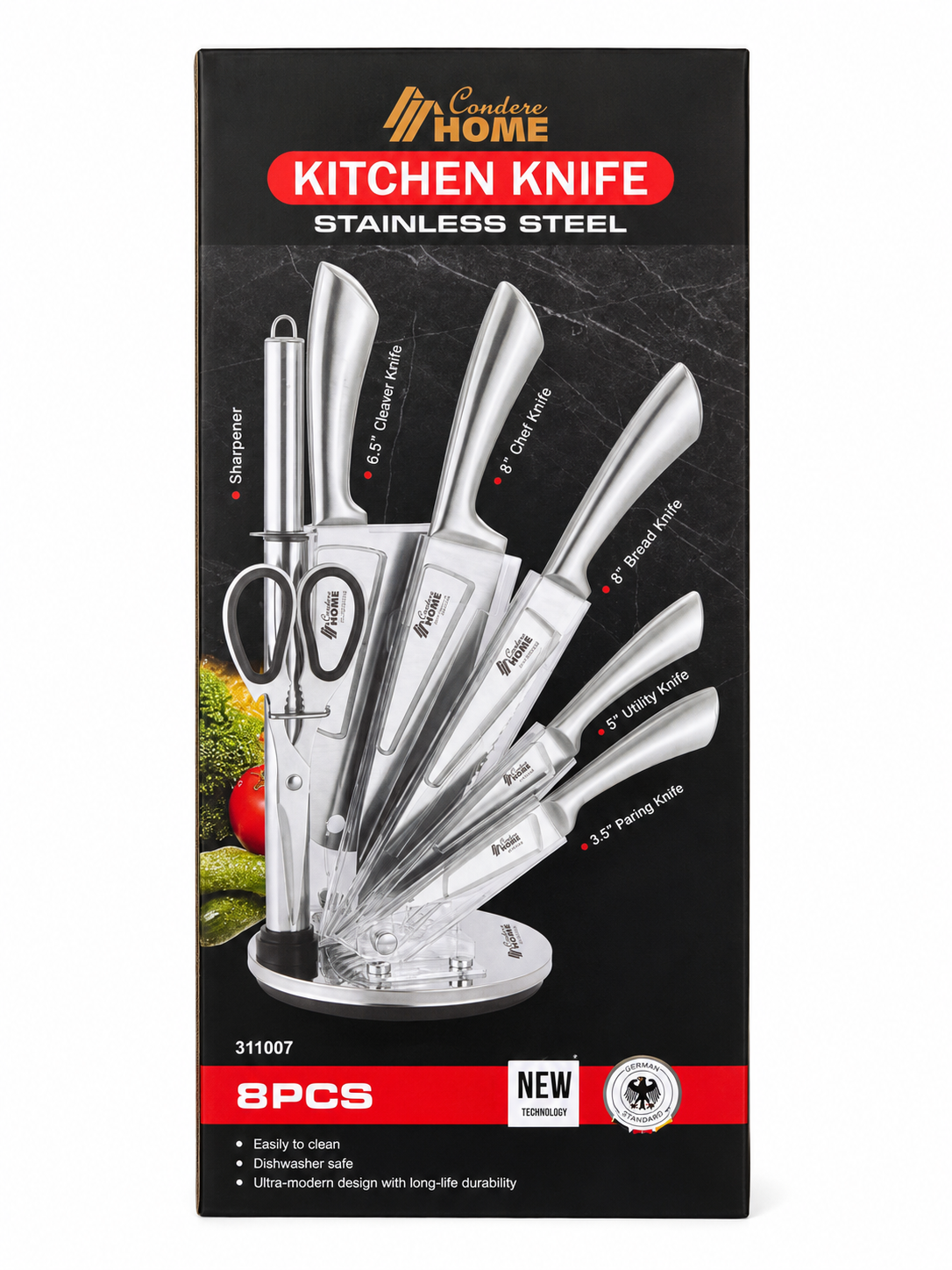 Condere Home 8-Piece Stainless Steel Kitchen Knife Set