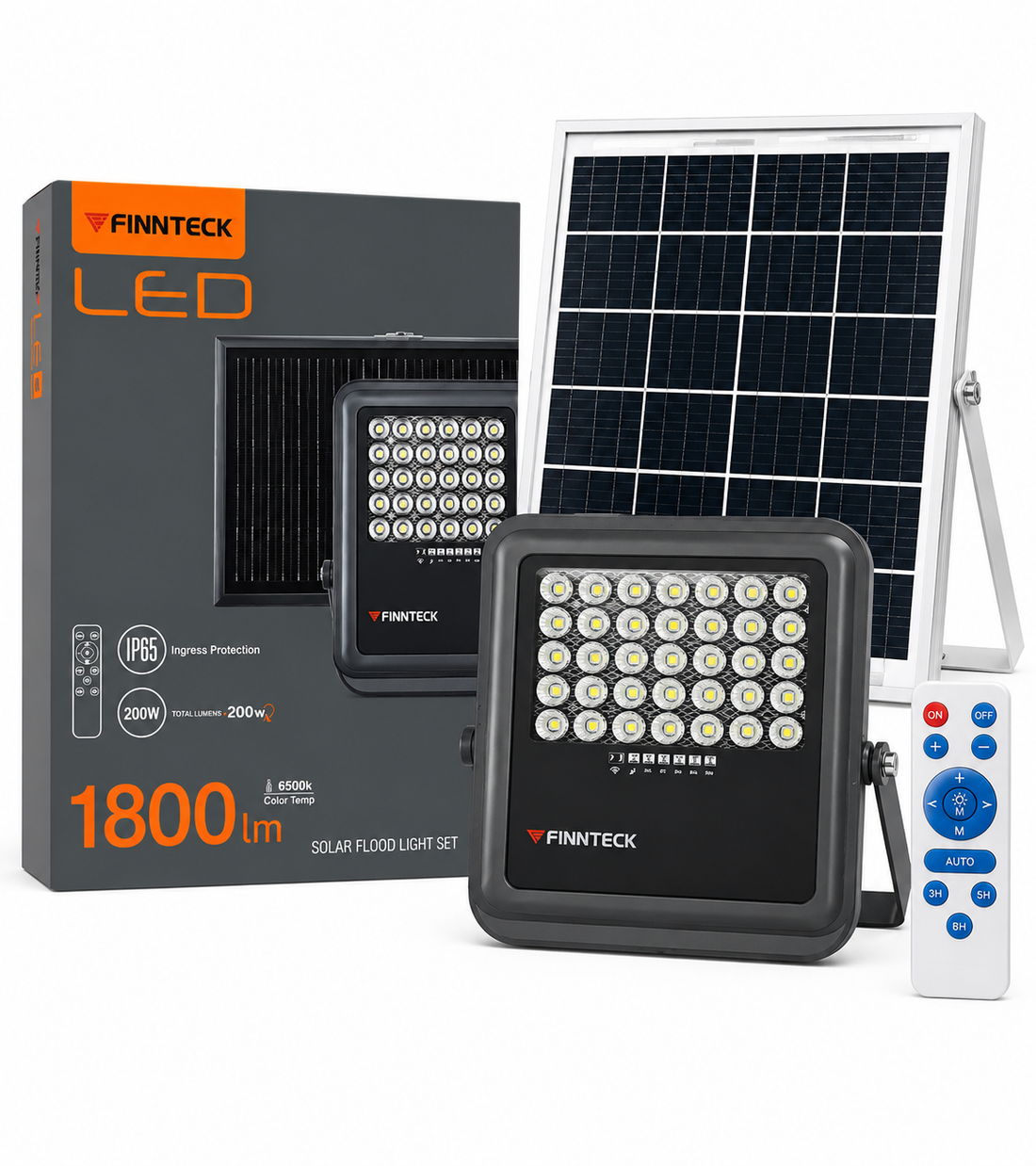 Finnteck 200W Solar Flood Light Set