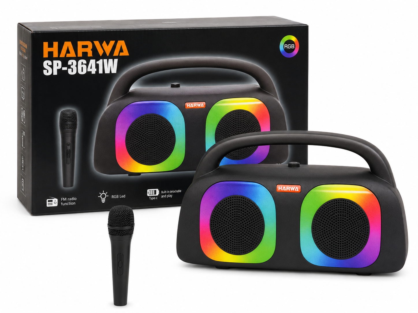 HARVA SP-3641W RGB Portable Bluetooth Speaker