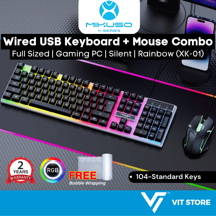 MIKUSO X-series RGB Gaming Combo with Wired Keyboard and Mouse