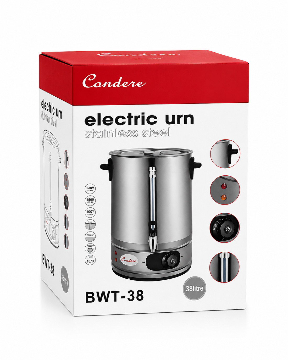 Condere Electric Urn – 38L Stainless Steel (BWT-38)